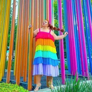 Hutch for Anthropologie Rainbow PRIDE ruffle tulle dress xl